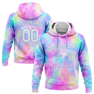 Sudadera Deportiva con Diseño Personalizado, Teñida con Técnica Tie-Dye, Degradado de Acuarela 3D en Blanco y Azul Claro, Venta Directa de Fábrica - Product Image 1