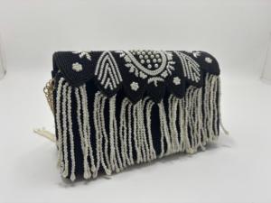 Elegant Fashion Square Beaded Fringe Shoulder Bag Embroidered Evening Purse for <b>Wedding</b> Party Cocktail and Events - Product Image 2