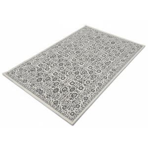 Tapis d'intérieur gris à motif floral avec bordure traditionnelle pour salon, chambre et décoration intérieure - Product Image 1