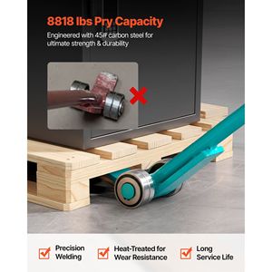 Carrello a leva per pallet grandi con maniglia in acciaio al carbonio da 56,5 pollici, capacità di carico 8818 libbre, barra a leva con ruote - Categoria prodotto: Carrelli - Product Image 3