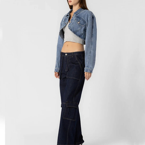 High premium High Quality Wholesale Clothing Manufacturer Crop <b>Denim</b> <b>Jacket</b> For Women New Fashion Women <b>Cropped</b> Jean <b>Jackets</b> - Product Image 2