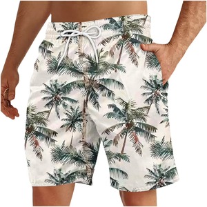 Shorts de Playa para Hombre, Diseño de Palmeras y Océano, Secado Rápido, Traje de Baño - Product Image 3