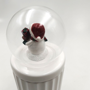 Christmas Snow Globe Ceramic Storage <b>Jar</b> Creative Snowman <b>Water</b> Globe Canister Embossed Porcelain Candy Pot with Lid for Holiday - Product Image 5