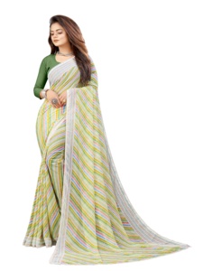 Sari de seda Georgette con estampado Bandhani para mujer, traje de fiesta listo para usar con blusa descosida, producto a granel - Product Image 2