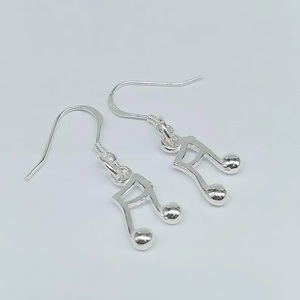 Boucles d'oreilles créoles pendantes en argent sterling 925 motif note de musique, style hip-hop, pour femme, bijoux raffinés - Product Image 3