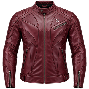 Chaqueta de Motocicleta de Cuero con Paneles Múltiples |   Rojo Borgoña Negro Gris |   Fabricante OEM ODM |   Diseño de Calidad Premium |   Ropa de Carreras | - Product Image 1