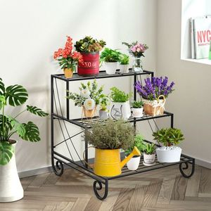 Étagère à plantes d'extérieur en métal à 3 niveaux pour plantes artificielles - Product Image 4