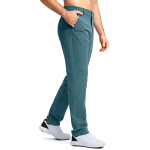 Pantalones de Golf de Secado Rápido para Hombre, Corte Regular, Color Verde Azulado Sólido, Cierre de Cremallera, Pantalones de Poliéster con Bolsillos para Actividades al Aire Libre - Product Image 6