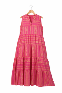 Vestido Largo de Algodón Jacquard para Mujer, Estilo Bohemio, Sin Mangas, Cuello en V, Fabricante - Product Image 3