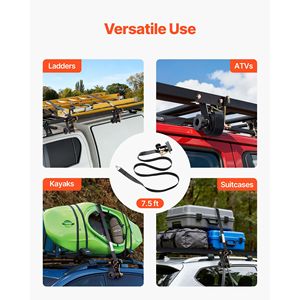 Cinghie a cricchetto nere per portascatole da montare su tubo quadro, larghe 1,5 pollici x lunghe 7,4 piedi, con doppi ganci a J da 50 pollici - Product Image 2