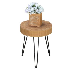 Round Farmhouse Coffee <b>Table</b> with Rustic Wooden <b>Top</b> Sturdy Metal Legs Modern Circle End <b>Table</b> for Living Room - Product Image 5