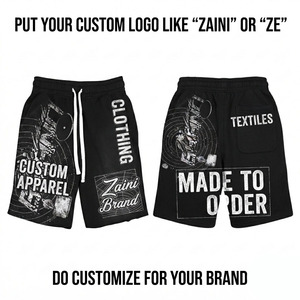 Premium 300 GSM Cotton French Terry Sporty Mid Waist Drawstring Closure Quick Dry <b>Shorts</b> <b>Black</b> Custom Logo Screen Print <b>Mens</b> - Product Image 1
