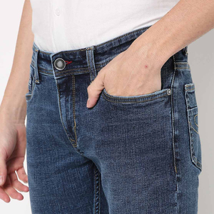 Jean en denim classique pour homme, coupe droite, respirant, imperméable, tricoté, uni, décontracté, haute qualité - Product Image 6
