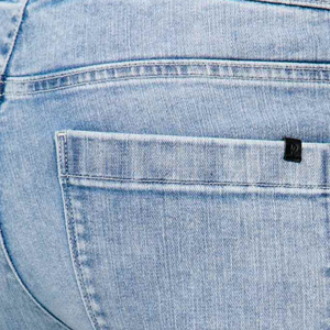 Men Light Blue Straight Fit Casual <b>Jeans</b> <b>Elastic</b> <b>Waist</b> Stonewashed Cotton Breathable Summer Pants - Product Image 4
