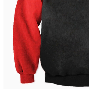 เสื้อสเวตเชิ้ตคอกลมแขนยาวสีดำแดงตัดกันสำหรับผู้ชาย เสื้อสวมหัวลำลองสำหรับฤดูใบไม้ร่วงและฤดูหนาว - Product Image 6