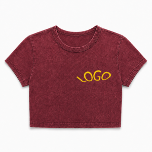 Débardeurs courts noirs pour femmes, respirants, brodés, col rond, manches courtes, en coton, style décontracté streetwear, OEM ODM, vente en gros - Product Image 5