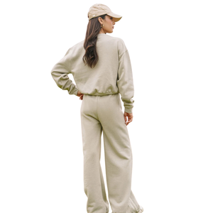 Conjunto Deportivo de Dos Piezas para Mujer, Talla Grande, Sudadera de Felpa con Cuello Redondo, Pantalones Anchos de Corte Regular, Casual, Invierno, Ecológico - Product Image 2