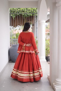 Lehenga Choli Tradicional Indio-Pakistaní para Mujer, Multicolor, Bordado, Largo hasta el Suelo, Corte Holgado, para Bodas - Product Image 6