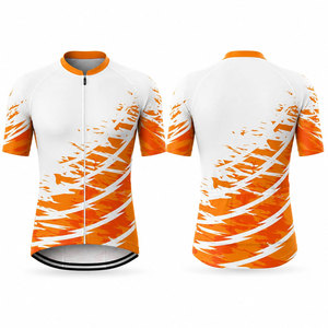 Maillot de Ciclismo Sublimado Blanco y Naranja para Hombre, Manga Corta, con Cierre, Transpirable, Ajustado, Ropa de Verano - Product Image 1