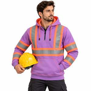 Sudadera de Seguridad con Certificación ANSI CE para Primavera/Otoño, con Franjas Reflectantes, Cierre de Cremallera de un Cuarto, Forro Polar, Ropa de Seguridad Abrigada - Product Image 5