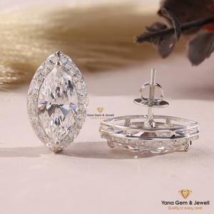 Boucles d'oreilles halo en or massif 14 carats avec diamants de laboratoire CVD taille marquise pour femme, 6 TCW, couleur F, clarté VS1, certifiées IGI - Product Image 3