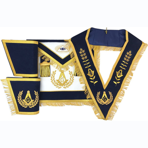 Nouveauté : Tabliers maçonniques ajustables personnalisés en velours avec broderie 3D et broderie à la main dorée, Régalia fabriquée au Pakistan - Product Image 3