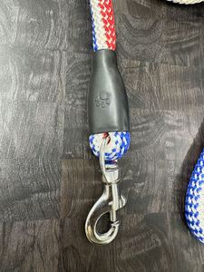 Red White Blue Braided Nylon <b>Dog</b> Leash Durable Slip Lead for Medium <b>Large</b> <b>Dogs</b> Classic Striped Design Independence Day Style - Product Image 3