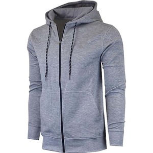 Sudadera con Capucha y Cremallera para Hombre, Color Negro Sólido, Corte Regular Informal, Tejido de Algodón, Ropa de Otoño - Product Image 5