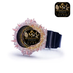 นาฬิกาข้อมือผู้หญิง Moissanite World รุ่นหรูหราประดับเพชรสีชมพู สายซิลิโคน ควอตซ์ - Product Image 2