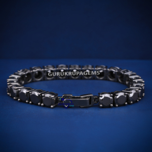 Pulsera de tenis negra RTS para hombre y mujer con diamantes negros de moissanita con claridad D VVS y que pasa la prueba del probador de diamantes. - Product Image 2