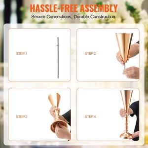 10 pezzi 43cm/16.9 'alta oro metallo tromba fiore di nozze vaso elegante per la decorazione della tavola - Product Image 5