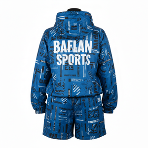 Conjunto de pantalones cortos cortavientos para mujer, transpirable, a prueba de viento, tela de poliéster y nailon, estampado por sublimación, conjunto de pantalones cortos cortavientos para mujer, talla grande - Product Image 2