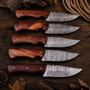 Cuchillos de Caza de Acero de Damasco Hechos a Mano Personalizados OEM |   Cuchillo de hoja fija con mango de palisandro y punta caída |   EDC |   Garantía de 3 años - Product Image 1