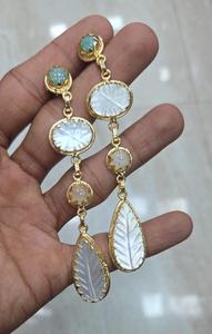 Natural Brass <b>Earrings</b> Women Trendy Fashion Jewellery Textured Finish <b>Hook</b> Statement Wedding Dangle Exima Unique Design - Product Image 3