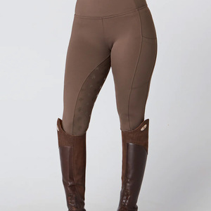Leggings de equitación de algodón y silicona transpirables de alta calidad con cierre de gancho y barra, de talle alto para competición ecuestre - Product Image 3