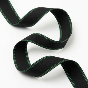 25mm Black Green Pleated Edge Grosgrain Ribbon Wholesale for Bag Handles Gift <b>Boxes</b> Apron Trim Stage Decor <b>Sewing</b> Crafts - Product Image 2