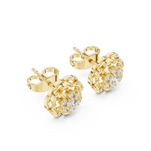 ต่างหูเพชรทรงกลมเพาะเลี้ยงในห้องปฏิบัติการ ทองคำแท้ 14K 18K ประดับเพชรทรงดอกไม้ 0.20 กะรัต DEF VVS ต่างหูแต่งงานคลาสสิก ขายส่ง - Product Image 4