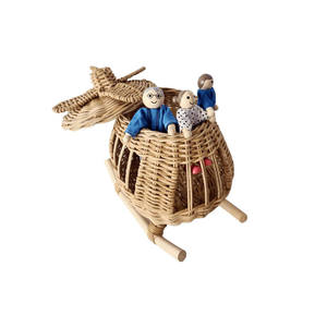 Handmade Natural Wicker Helicopter Rattan Toy Storage Box Skids Rotor Blades Nursery Decor Pretend Play Gift Deluxe Edition - Product Image 3