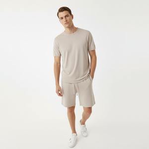Ensembles d'été pour hommes de haute qualité en fibre de bambou 100% tricotée, T-shirts à col rond et shorts, sans couture, respirants, imprimés numériquement, haute qualité - Product Image 3