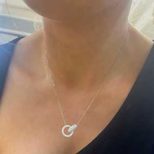 Heart Love Lock Round Lab Grown Diamond Necklaces Pave Set Sparkling Dainty Delicate Jewelry Custom 14k 18K <b>Solid</b> <b>Gold</b> Wholesale - Product Image 6