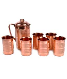 Ensemble de carafes en cuivre pour une expérience culinaire sensorielle, ensemble de service d'eau en métal avec verres, vaisselle de cuisine durable et réutilisable - Product Image 4