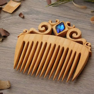 Peigne à cheveux en bois de Neem naturel, antistatique, fait main, à dents larges, pour démêler la barbe et masser le cuir chevelu, écologique, portable et léger - Product Image 2