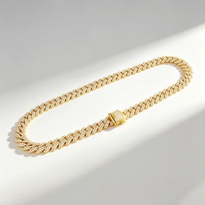 Collar de Cadena Cubana con Diamantes Moissanite Estilo Hip Hop, en Plata de Ley 925, Joyería de Lujo, Exportador Indio, Disponible a Buen Precio - Product Image 1