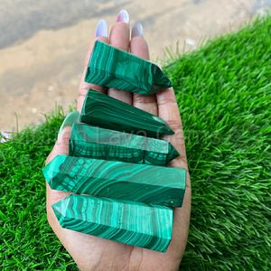 Punta de Cristal de Malaquita Natural, Varita Curativa de Malaquita Verde con Bandas, Puntero para Reiki, Meditación, Decoración Energética, Venta al por Mayor - Product Image 4
