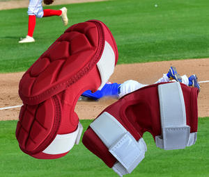 Genouillères rouge et bleu en EVA, épaisses, respirantes, absorption des chocs, protection complète, fermeture éclair, unisexe, toutes saisons, multisports - Product Image 5