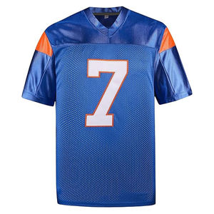 Camisetas de Fútbol Americano Personalizadas, 100% Algodón Transpirable, Diseño 3D, Modelo Pro Clásico Azul con Detalles en Contraste - Product Image 1