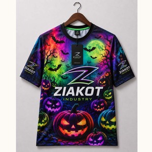 Camiseta de Manga Larga con Estampado 3D Personalizado de Calabazas y Murciélagos de Halloween, Brillante y Multicolor, de la Marca Ziakot Industry, al por Mayor - Product Image 1