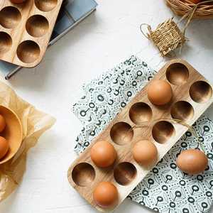 Wooden <b>Egg</b> Holder Tray 12 Grid <b>Egg</b> <b>Storage</b> Rack Kitchen Countertop Organizer Farmhouse <b>Egg</b> Display Holder Stand - Product Image 2