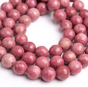 Piedras Preciosas de Rodonita Rosa Natural, Microfacetadas, Redondas, Sueltas, para la Elaboración de Joyas, Pulseras, Collares, DIY - Product Image 1