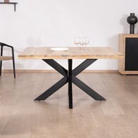 Table à manger Vandana Ivory Element 140x140cm, bois et métal industriel Character